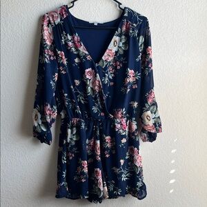 Papaya Navy Blue Romper Shorts